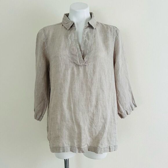 Tahari 100% Hemp V Neck Tunic - Picture 1 of 9